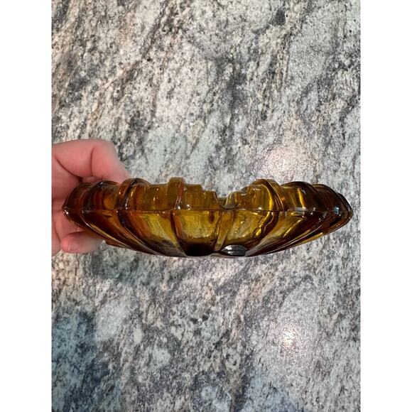 Vintage MCM Amber Tiara Glass Ashtray 1960s 1970s BOHO Plant Tray Trinket Dish - Picture 2 of 5